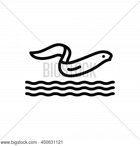 Black Line Icon For Aquatic Aqueous Water Riverain Marine Ocean Fish