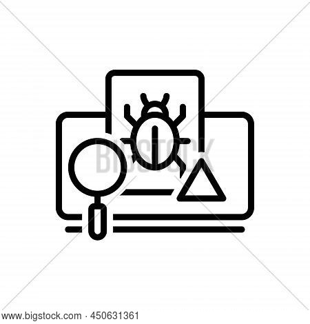 Black Line Icon For Detection Ascertain Crime Agent Cyber Evidence Secret Magnifying Spy