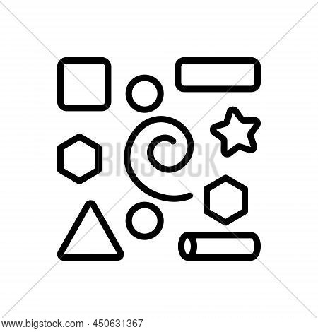 Black Line Icon For Elements Inwardness Geometric Mathe-matics Part Piece Graphic Shape