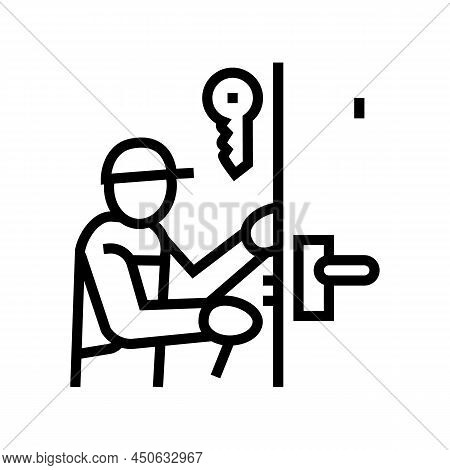 Locksmith Repairing Line Icon Vector. Locksmith Repairing Sign. Isolated Contour Symbol Black Illust