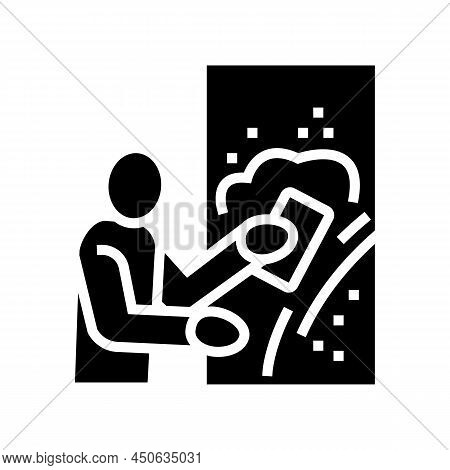 Plasterer Working Glyph Icon Vector. Plasterer Working Sign. Isolated Contour Symbol Black Illustrat