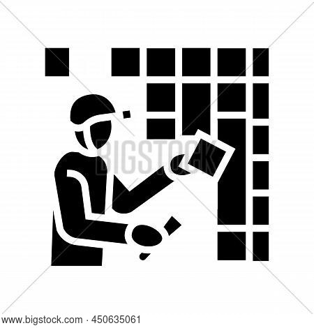 Tiler Worker Glyph Icon Vector. Tiler Worker Sign. Isolated Contour Symbol Black Illustration