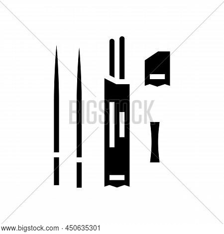 Chopsticks Utensil For Eating Asian Food Glyph Icon Vector. Chopsticks Utensil For Eating Asian Food