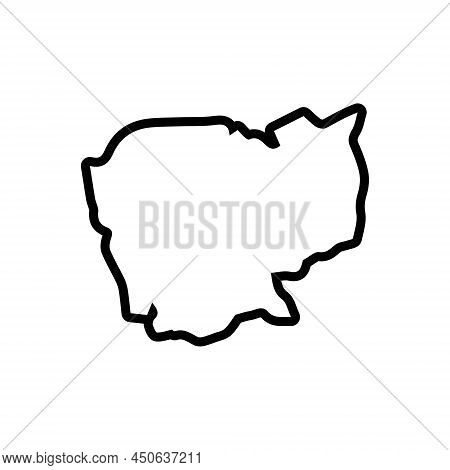 Black Line Icon For Cambodia Asia Continent Map Contour Country National Geography