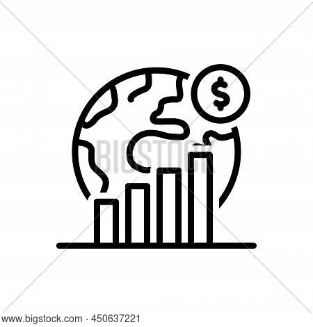 Black Line Icon For Economic Commercial Monetary Grow Statistic Pecuniary Financial Stock