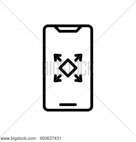 Black Line Icon For Maximize Phone Expand Fullscreen Size Bigger Enlarge Re-size