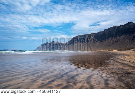 Famara Beach Surf Spot Landscape View, Lanzarote, Canary Islands, Spain