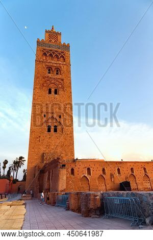Marrakesh, Morocco - June 03, 2017: Koutoubia Mosque In The Medina Quarter Of Marrakesh, Morocco. It