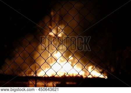 Buergbrennen Festival In Luxembourg. Celebrating End Of Winter Beginning Of Spring By Burning Mock C