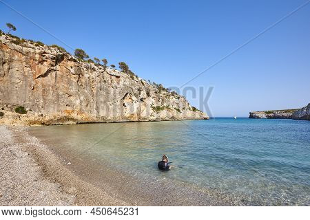 Turquoise Waters In Mallorca. Magraner Cove. Mediterranean Coastline. Spain