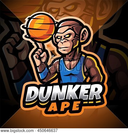 Dunker Ape Esport Mascot Logo Design With Text