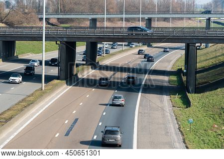 Strombeek Bever, Flemish Brabant Region, Belgium - 03 06 2022: The Ring Road Highway Near The A12