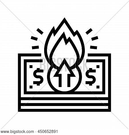 Dollar Inflation Line Icon Vector. Dollar Inflation Sign. Isolated Contour Symbol Black Illustration