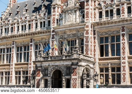 Schaerbeek, Brussels, Belgium - 06 29 2019 - The Facade Of The Town Hall In Neo- Renaissance Style