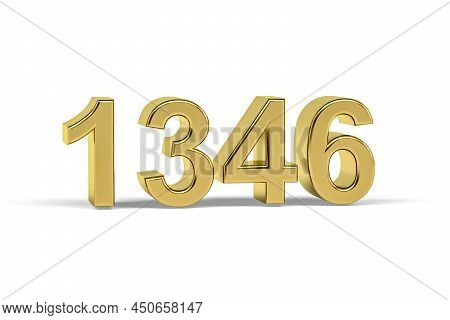 Golden 3d Number 1346 - Year 1346 Isolated On White Background - 3d Render