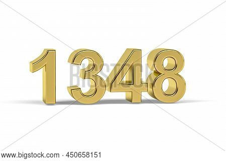 Golden 3d Number 1348 - Year 1348 Isolated On White Background - 3d Render