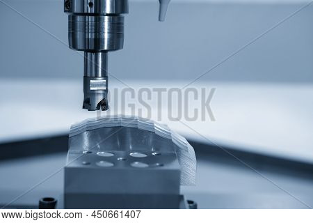 The Cnc Milling Machine Rough Cutting The Injection Mold Insert Part By Indexable  Tools. The Mold A