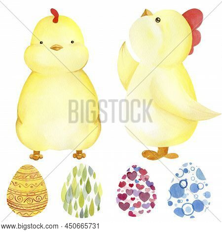 Watercolor Little Baby Chick Corn Character Egg