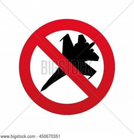 No Air Bomb Icon. Vector Stop Bombing Clipart With A Plane And Bombs. Stop War Bombardment Icon.