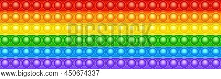 Colorful Silicone Anti-stress Pop It Toy Texture, Pattern. Trendy Sensory Game For Children. Rainbow