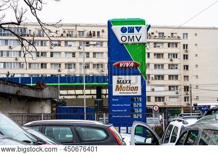 Price Of Fuel. View Of Omv Gas Station In Bucharest, Romania, 2022