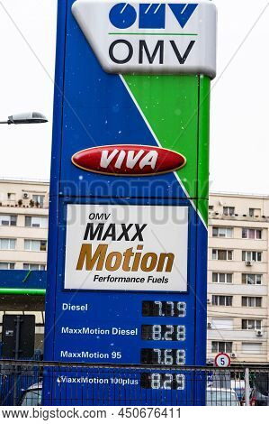 Price Of Fuel. View Of Omv Gas Station In Bucharest, Romania, 2022