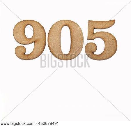 Number 905 In Wood, Isolated On White Background