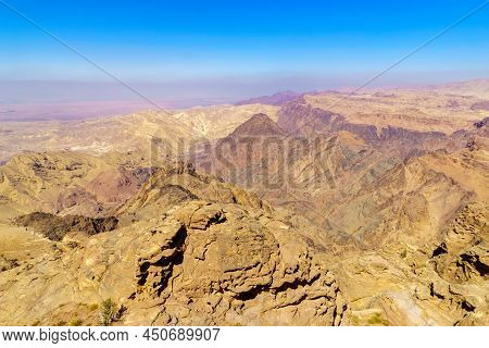 View Of Desert Mountain Landscape, Near Petra, In Southern Jordan