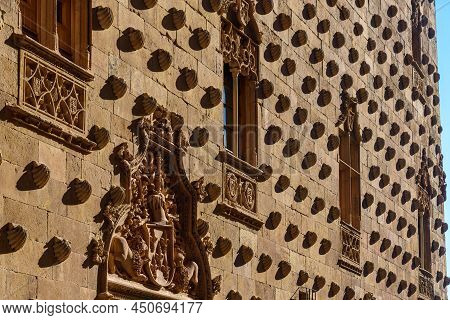 Plateresque Style Facade Of Casa De Las Conchas In Salamanca