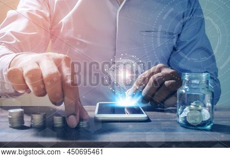Online Banking Savings Concept, Online Investment Savings, Online Stock Investors, Internet Financia