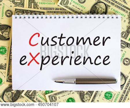 Cx Customer Experience Symbol. Concept Words Cx Customer Experience On White Note. Metallic Pen. Dol