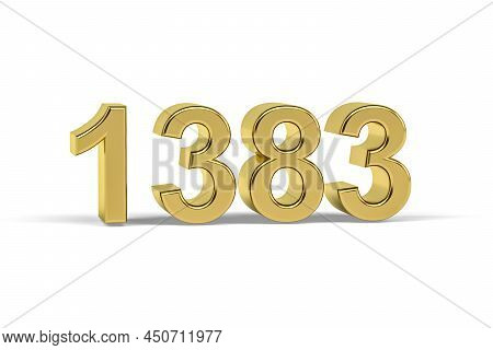 Golden 3d Number 1383 - Year 1383 Isolated On White Background - 3d Render