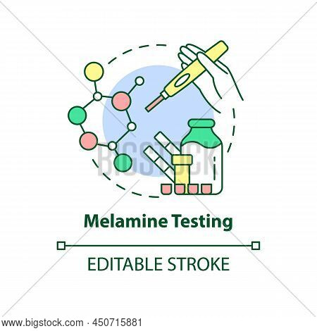 Melamine Testing Concept Icon. Nutritional Analysis Abstract Idea Thin Line Illustration. Detect Mel