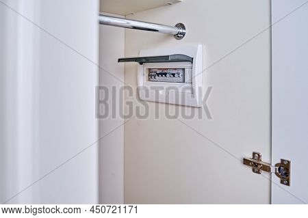 Automatic Fuse Abb, Ekf, Hager In A Home Electrical Panel. Electricity Equipment Luxray In The Apart
