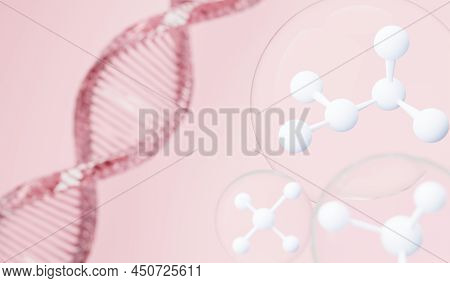 3d Render Of Simple Chemical Bond In Side Cell Or Molecules. The Associated Of Atoms, Ions, Bond And
