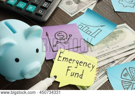 Emergency Fund Is Shown On A Photo Using The Text And Piggy Bank