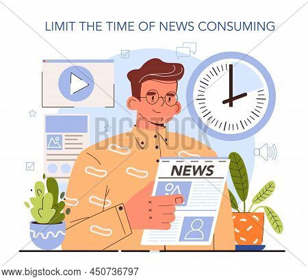 How To Manage Stress Instruction Concept. Limit Your Time Of News Consuming