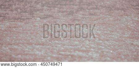 Pink Salt Cristales. Natural Pink Salt Lake Texture. Salt Mining. Salty Pink Lake With Crystals Of S