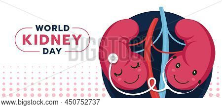 World Kidney Day - The Right Kidney Character Is Checking The Health Of The Left Kidney Character Ve