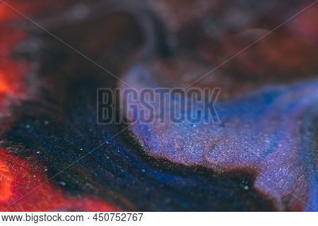 Paints Blend. Abstract Background Design. Black Laender Orange Inks Mix