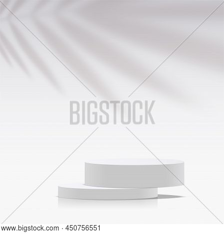 Abstract Background With White Color Podium For Presentation. Vector