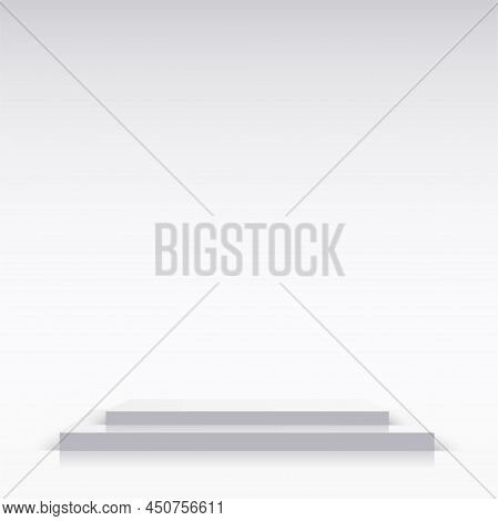 Abstract Background With White Color Podium For Presentation. Vector