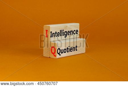 Iq Intelligence Quotient Symbol. Concept Words Iq Intelligence Quotient On Wooden Blocks On A Beauti