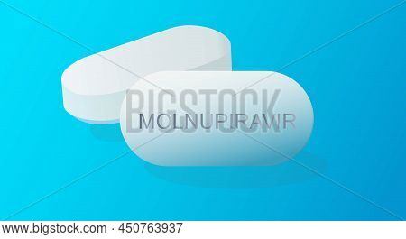 Molnupiravir Oral Capsules, Concept Covid 19 Antiviral Drug.