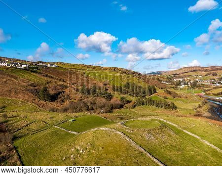 Aerial View Of Historic Ringfort By Kilcar In County Donegal - Ireland