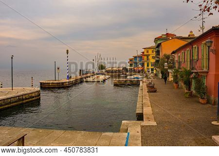 Castelletto Di Brenzone, Italy - December 27th 2021. Winter At The Castelletto Di Brenzone Waterfron