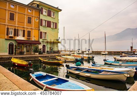 Winter At The Castelletto Di Brenzone Waterfront On Lake Garda In Verona Province, Veneto, North Eas