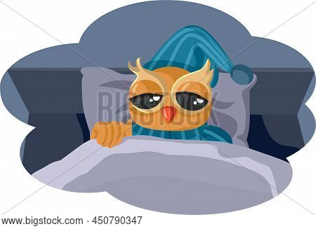 Night Owl Trying To Sleep Vector Cartoon Illustration
