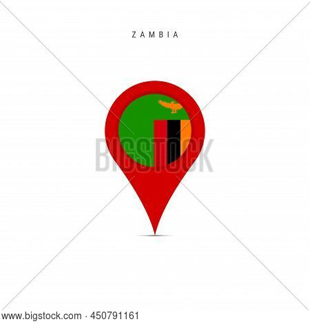 Teardrop Map Marker With Flag Of Zambia. Zambian Flag Inserted In The Location Map Pin. Flat Vector 