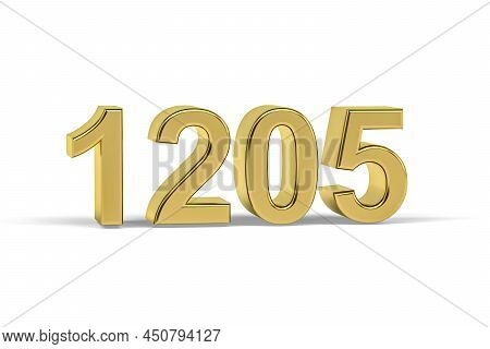 Golden 3d Number 1205 - Year 1205 Isolated On White Background - 3d Render